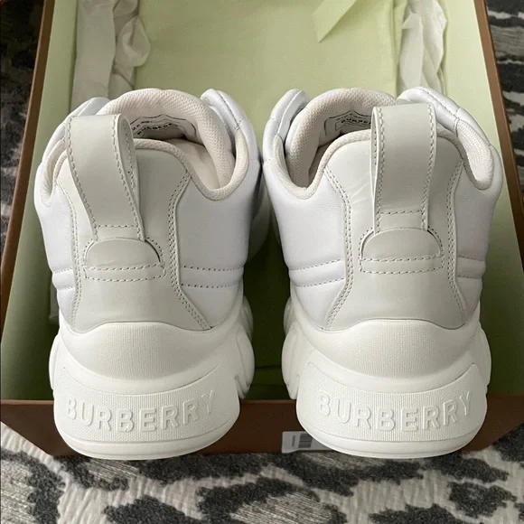 Burberry Leather Quilted White Sneakers - Picture 5 of 17